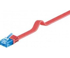 Goobay CAT 6A plokščias jungties kabelis, U/UTP, raudonas – laido ilgis 0,5 m