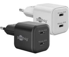 Įkroviklis Goobay Podwójna szybka kroviklis USB-C™ PD GaN Nano (35 W) balta - Wersja kolorystyczna balta