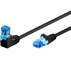 „Goobay CAT 6A“ jungiamasis kabelis, 1x 90° kampu, U/UTP, juodas, 0,5 m, Cat6a, U/UTP (UTP), RJ-45, RJ-45, juodas