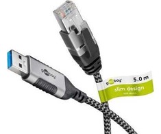 Goobay Kabelis Ethernet USB-A 3.0 do RJ45, Slim, 5 m - Długość kabla 5 m
