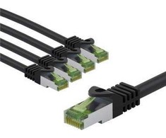 „Goobay GHMT“ sertifikuotas CAT 8.1 pataisomasis kabelis, S/FTP (PiMF), 3 m, juodas, 5 vnt. pakuotėje – laido ilgis 3 m