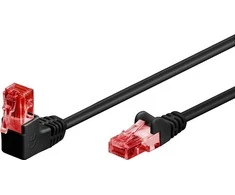 Goobay Trumpas kabelis LAN patchcord CAT 6 U/UTP 1x90 JUODA 0,25 m