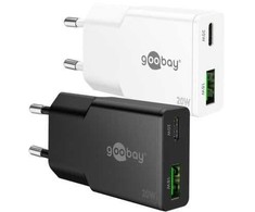 Goobay Dvigubas USB-C™ PD GaN plonas greitasis įkroviklis (20 W)