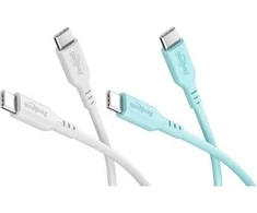 Goobay Rinkinys Crystal Lagoon: 2 silikonowe kable USB-C, 1,5 m, balta turkio