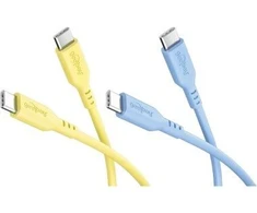 Goobay Rinkinys Sun &amp; Sky: 2 silikonowe kable USB-C, 1,5 m, geltona mėlyna