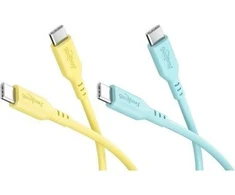 Goobay Rinkinys Tropic Glow: 2 silikonowe kable USB-C, 1,5 m, geltona turkio