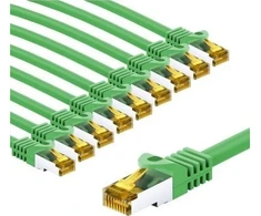 Goobay RJ45 kabelis krosowy CAT 6A S/FTP (PiMF), 500 MHz, su CAT 7 kable surowym, 3 m, žalia, komplektas 10 - Długość kabla 3 m