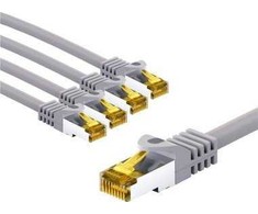 Goobay RJ45 pataisomasis kabelis CAT 6A S/FTP (PiMF), 500 MHz, su CAT 7 neapdorotu kabeliu, 3 m, pilkas, 5 vnt. pakuotėje – laido ilgis 3 m