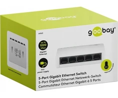 Šakotuvas Goobay 5 prievadų „Gigabit“ komutatorius, baltas 64563 (4040849645631)