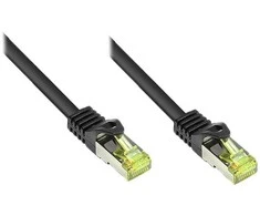 „Good Connections“ RJ45 komutacinis kabelis su Cat.7 neapdorotu kabeliu ir apsauga nuo įspraudimo (RNS®), S / FTP, PiMF, be halogenų, 600MHz, OFC, Juodas, 15m, ® (8070R-150S)