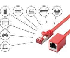 RNS® jungiamojo kabelio prailginimas su apsauga nuo fiksavimo, Cat. 6, S/FTP, PiMF, PVC, 250MHz, OFC, CU, raudonas, 3m, Good Connections® (8063VR-030R)