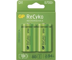 Įkraunami elementai GP RECYKO D, 5700 mAh, 2 vnt.