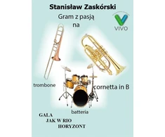 Gram su pasj? trombono kornetas B būgnais