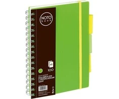 Bloknotas NOTOBOOK, Grand, A5, langeliais, 100 lapų, 80gsm, su spirale šone, žalios sp. plastikinis viršelis