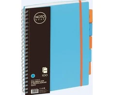 Bloknotas NOTOBOOK, Grand, A4, langeliais, 100 lapų, 80gsm, su spirale šone, mėlynos sp. plastikinis viršelis