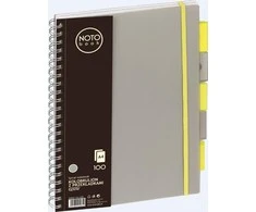 Bloknotas NOTOBOOK, Grand, A4, langeliais, 100 lapų, 80gsm, su spirale šone, pilkos sp. plastikinis viršelis