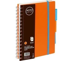 Bloknotas NOTOBOOK, Grand, A5, langeliais, 100 lapų, 80gsm, su spirale šone, oranžinės sp. plastikinis viršelis