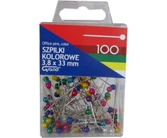 Adatėlės, Grand, ilgis 33mm, 100vnt., metalinės, su spalvotu burbuliuku