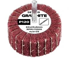 Ściernica Plokštelinis šlifavimo diskas su abrazyvine vilna, kotas 60 x 25 x 6 mm, P120