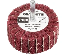 Graphite Ściernica Plokštelinis šlifavimo diskas su abrazyvine vilna, kotas 60 x 25 x 6 mm, P100