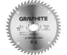 Graphite Diskinio pjūklo diskas, įleidžiamasis pjūklas, Widia, 165 x 1,4 x 2,0 x 20 mm, 48 dantys