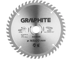 Graphite Diskinio pjūklo diskas, įleidžiamasis pjūklas, Widia, 165 x 1,5 x 2,6 x 20 mm, 48 dantys