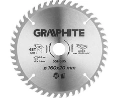 Graphite Diskinio pjūklo diskas, įleidžiamasis pjūklas, Widia, 160 x 1,4 x 2,0 x 20 mm, 48 dantys