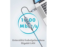 Graugear GRAUGEAR USB HUB USB-HUB 3x USB 3.0 prievadai Type-A+ Gbit LAN mažmeninė prekyba