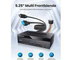 Graugear „Graugaer“ daugiafunkcis priekinis skydelis su USB šakotuvu ir kortelių skaitytuvu
