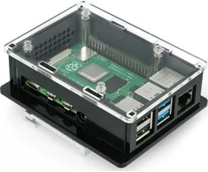 Gravlaser Dėklas Raspberry Pi 4B dėžei V2, skirtas DIN bėgiui - juodas-skaidrus