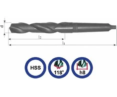 Wiertło Grąžtas 9.6 NWKc DIN 345 ​​​​RN cilindras 168-87 HSS diržas MK1 kotas