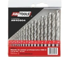 Grąžtas AW-Tools AWTOOLS WIERTŁA DO METALU HSS-G KOMPLET 19elem. /1,0-10,0mm/