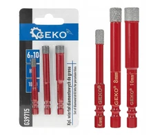 Grąžtas Geko Deimantinių grąžtų rinkinys keramikai, 6-10 mm, 3 dalių, HEX (150)