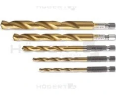 Grąžtas Hogert Metalo grąžtų rinkinys: 4,5,6,8,10 mm, pagamintas iš HSS plieno