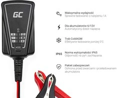 Green Cell Žalias Cell GREENCELL ACAGM06 automatinė Ladowarka, Prostownik Žalias Cell do akumulatorow 6V / 12V (1A)