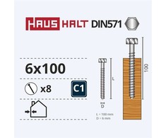 Haushalt „Žalias Cell“ medžio drožlių plokštės varžtai DIN571 6X100 8 vnt.