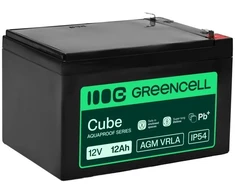 Green Cell Žalias Cell „Greencell AGM VRLA 12V 12Ah“ akumuliatorius kasos aparatams, žaislams, kameroms (151x98,5x95mm)