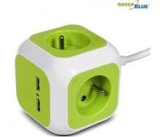 „MagicCube“ keturgubas maitinimo lizdas, 2 USB prievadai, 1,4 m, „GreenBlue“, GB118G, vokiška versija