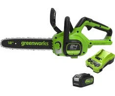Greenworks GD24CS30K4 grandininis pjūklas 24 V su 30 cm ilgio juosta (su 4Ah akumuliatoriumi ir krovikliu)
