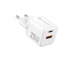 Telefono įkroviklis Forcell F-Energy Mini GaN III USB C + USB A QC4.0 PD 25W VT-25B baltas 0INT