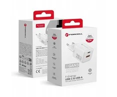 Phone charger Forcell F-Energy Mini GaN III USB C + USB A QC4.0 PD 20W VT-35A baltas 0INT
