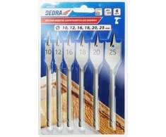 Grąžtas Dedra Plunksniniu medio grtu komplektas 6 vnt 10 12 16 18 20 25mm