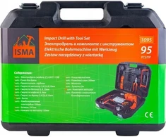 Gręžtuvas Isma Rinkinys smūginis suktuvas - gręžtuvas 750W wiertła bity dėklas 95el