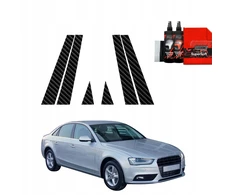 GrizzGlass Karboninė plėvelė ant statramsčių BodyShield, skirta Audi A4 B8 Sedan Facelifting (2011-2015) [6w1]