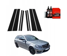 GrizzGlass Karboninė plėvelė stulpams GrizzGlass BodyShield, skirta Mercedes Benz C Klasė S204 Kombi Facelifting (2011-2014) [8w1]