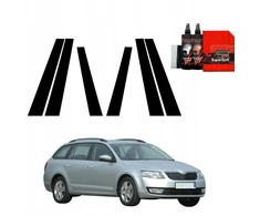 GrizzGlass Juoda plėvelė stulpams BodyShield skirtas Skoda Octavia 3 Kombi 5D (2017-2020) [6w1]