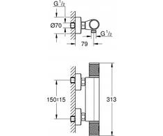 Grohe dušo maišytuvas Grohe dušo maišytuvas su termostatu DN 15 Grohtherm 1000 Performance juodas 34827KF0