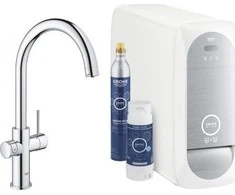 virtuves izlietnes maisītājs ar filtru Grohe Mėlyna Home, C-veida iztece, hroms