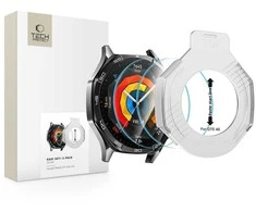 „Tech-Protect Easy Set+“ 2 grūdinto stiklo pakuotė, skirta „Huawei Watch GT 5 46 mm“ – skaidri.