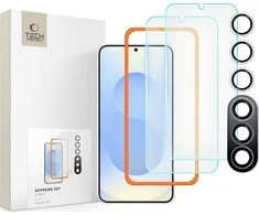 Tech-Protect Supreme Set for Samsung Galaxy S25 2x apsauginis stiklas for Ekranas / apsauginis stiklas for Camera – Clear